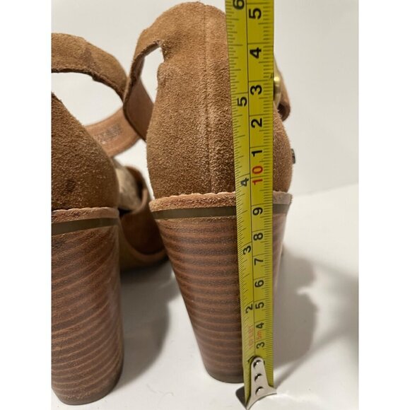 UGG Tan Suede Block Heel Sandals - Picture 4 of 8